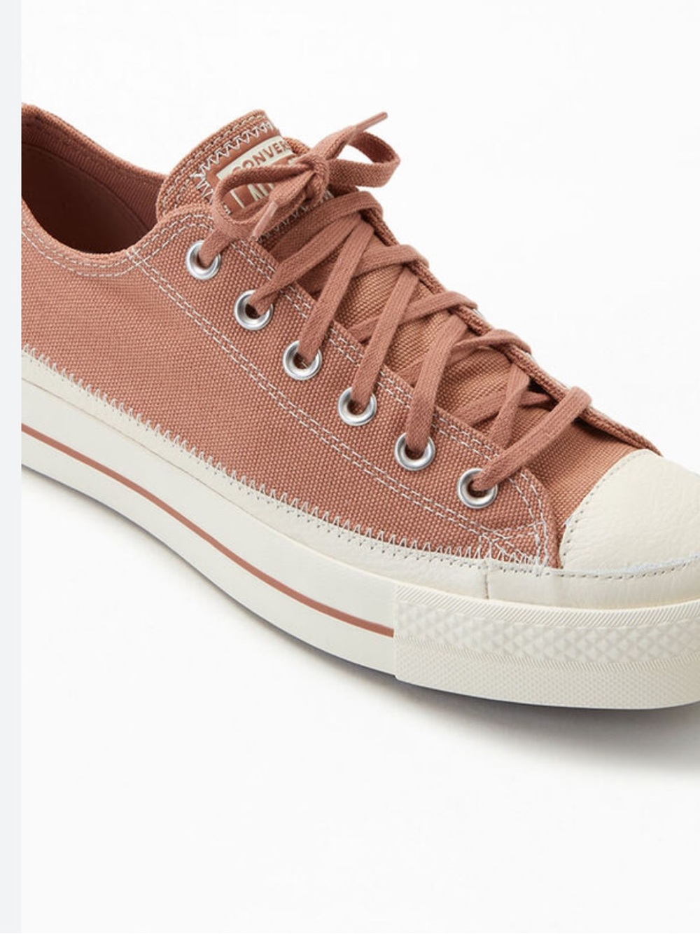 Converse Low Top Sneakers in Mauve with Cream Trim